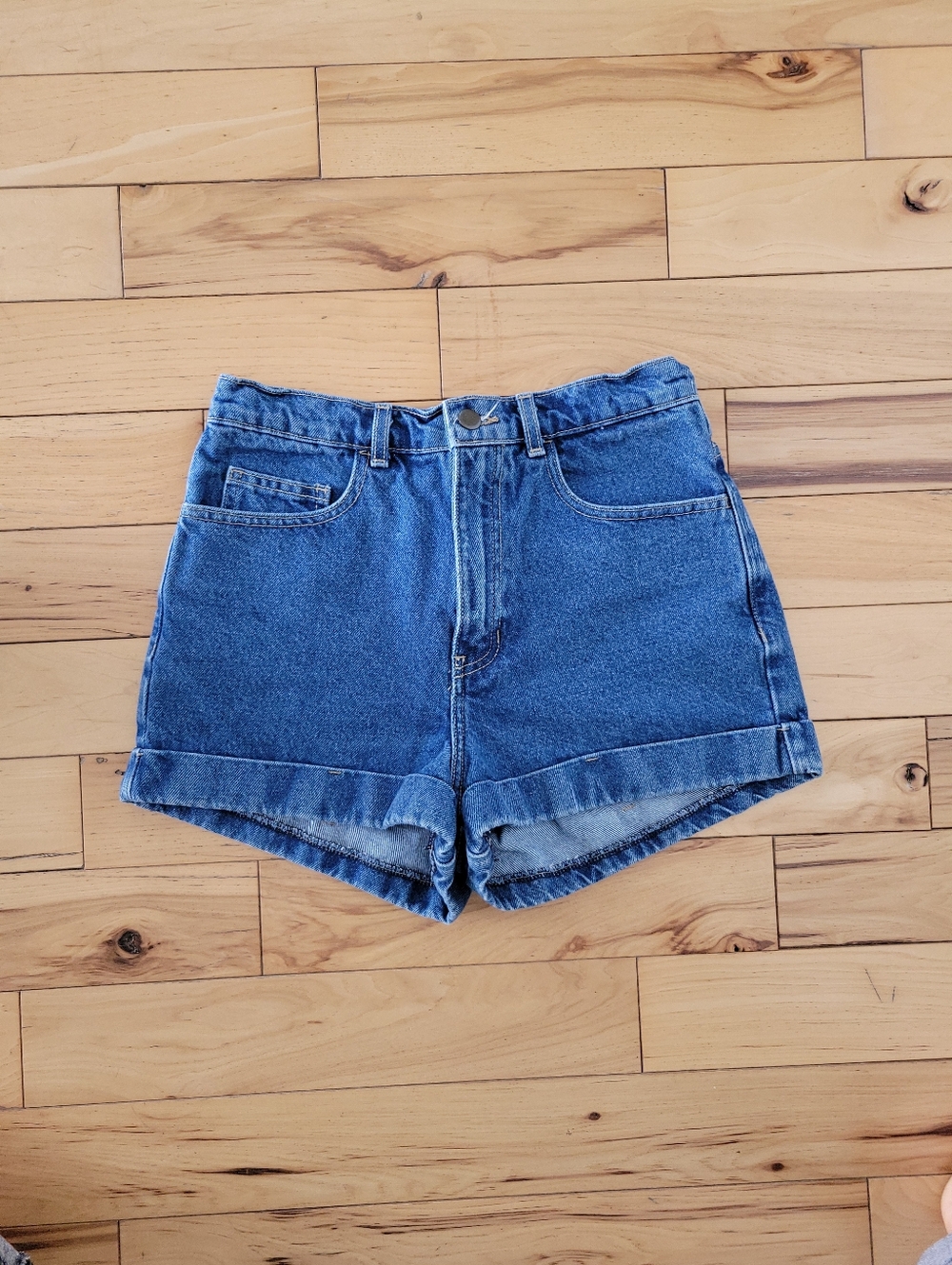 American Apparel Shorts Size 28 100% Cotton Denim Cuffed Jean Shorts